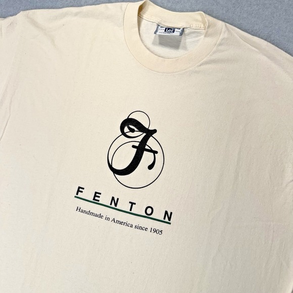 Lee Other - VTG Fenton Art Glass T-Shirt Men's XL Lee Tag White Promo Graphic 90s Spell Out